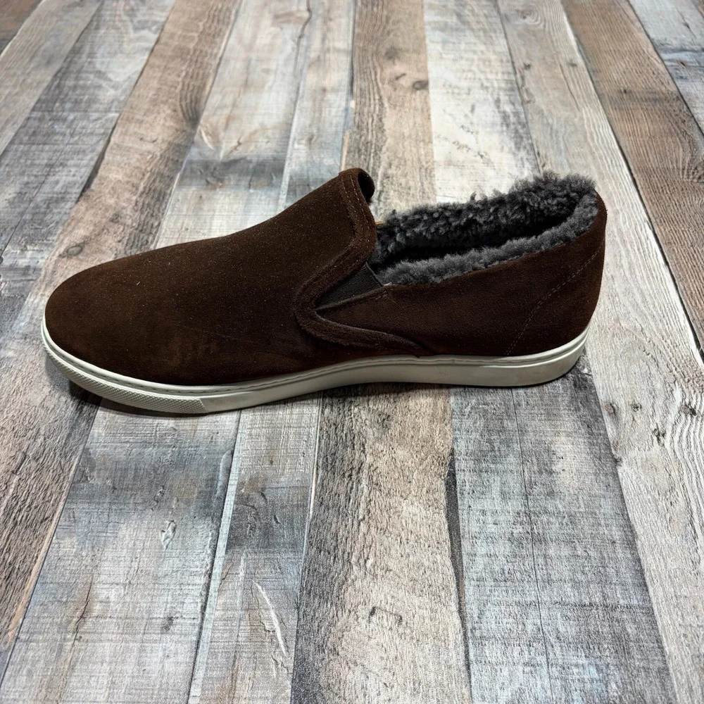 Allen Edmonds Slip On Men 10 3E Brown Suede Shearling Lined Sneaker 4830 Wide